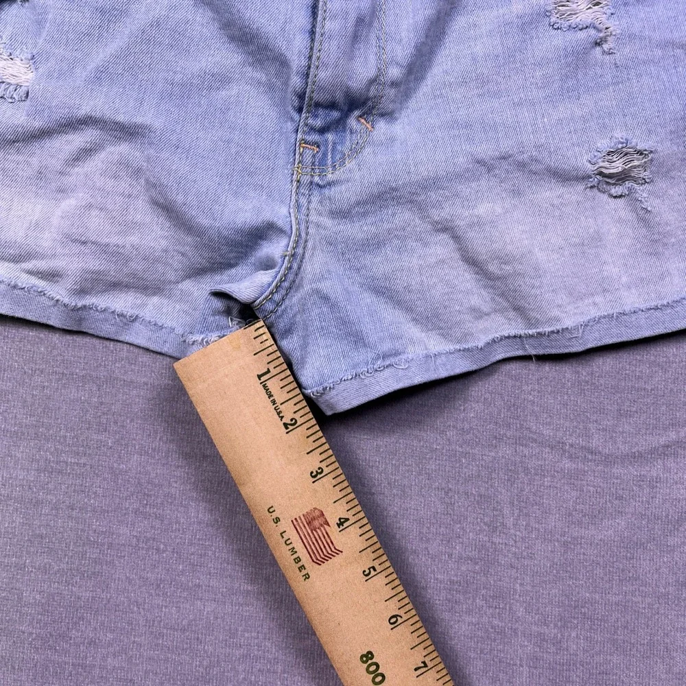 Hollister California‎ Womens Light Wash Distressed Denim Shorts Size 27